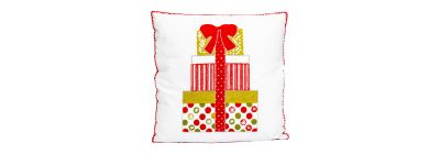 Cojín navideño bordado regalos