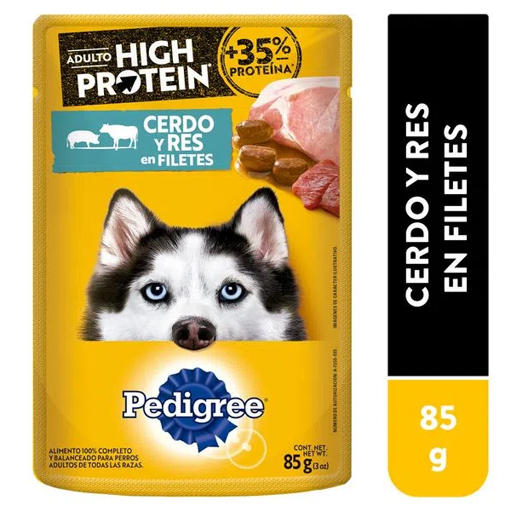 Alimento Pedigree pouch high protein cerdo res