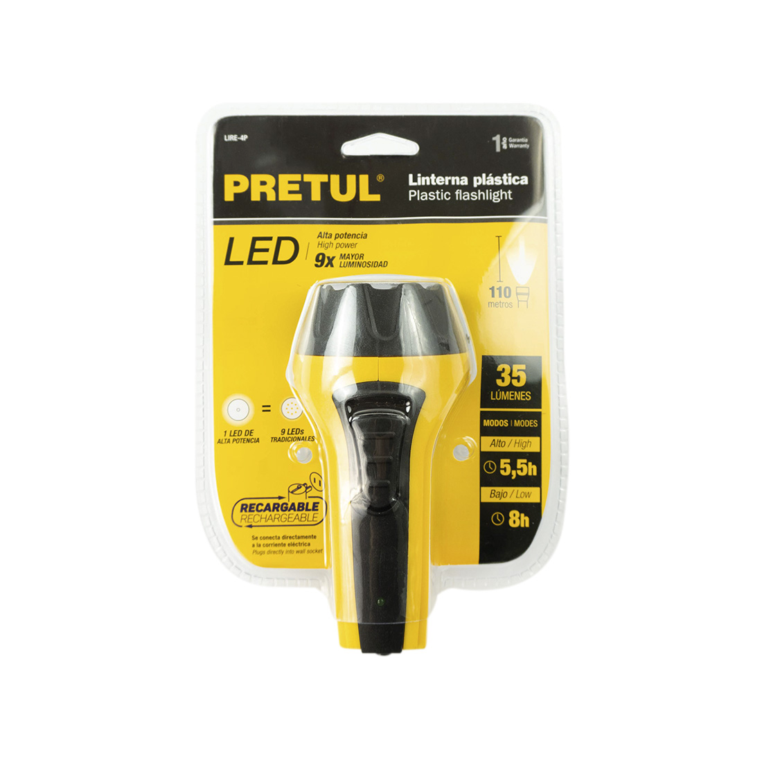 Linterna recargable confort 4led