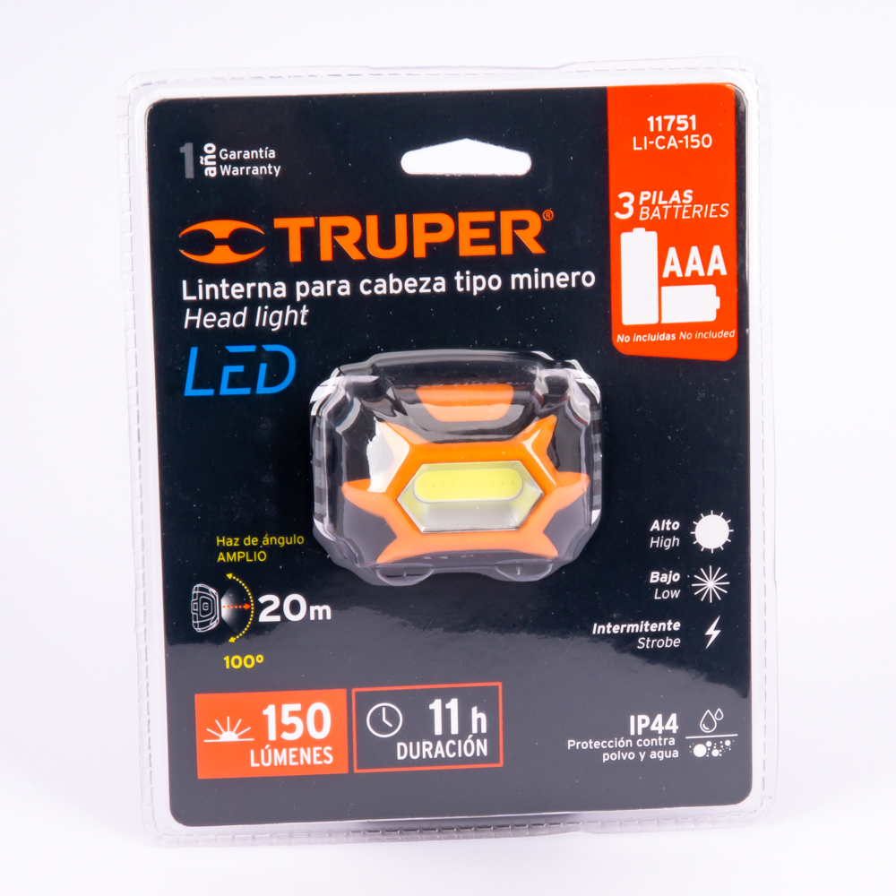 Linterna minero Truper 1 led 150 lm