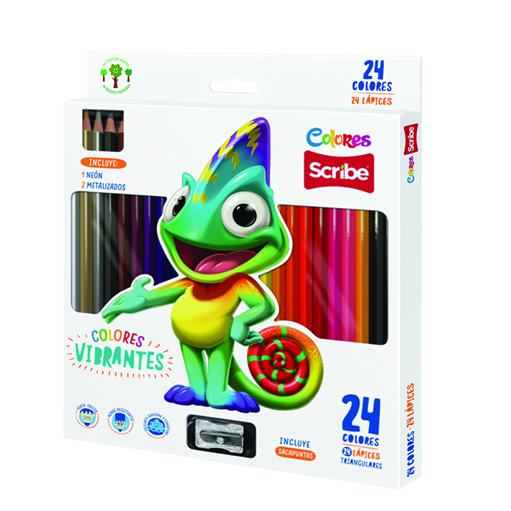Lápiz color triangular largo Scribe 24und