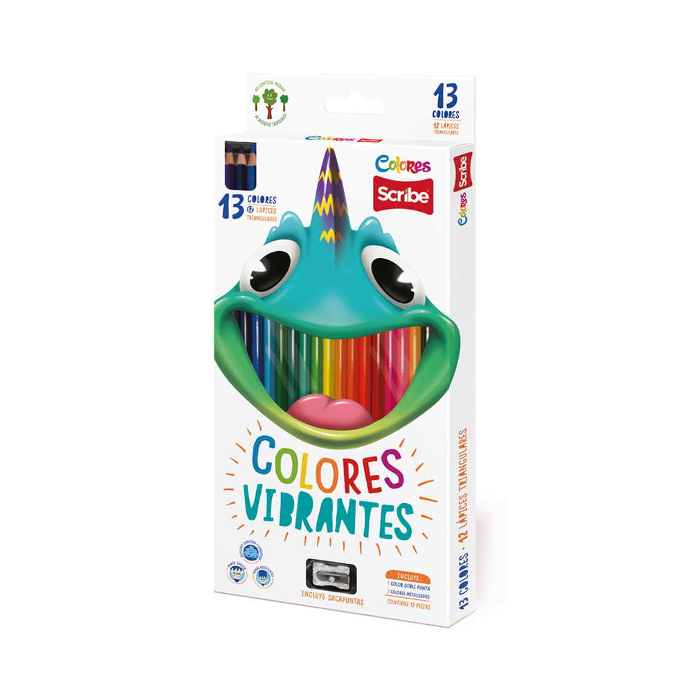 Lápiz color triangular largo Scribe 12und