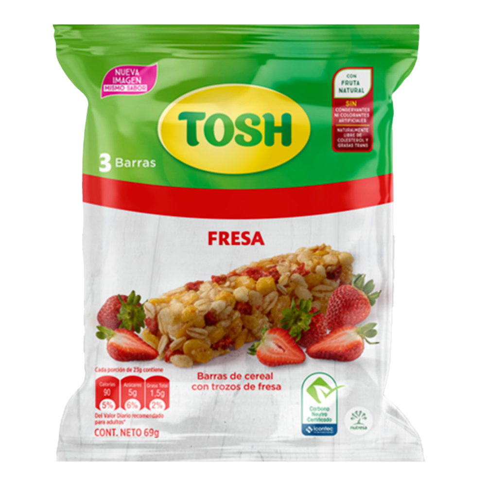 Barra de cereal fresa tosh 3 und 23g
