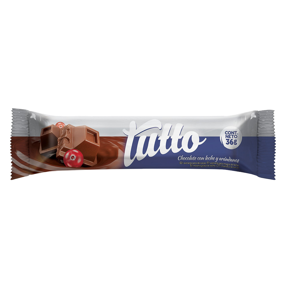Chocolate leche y arándanos