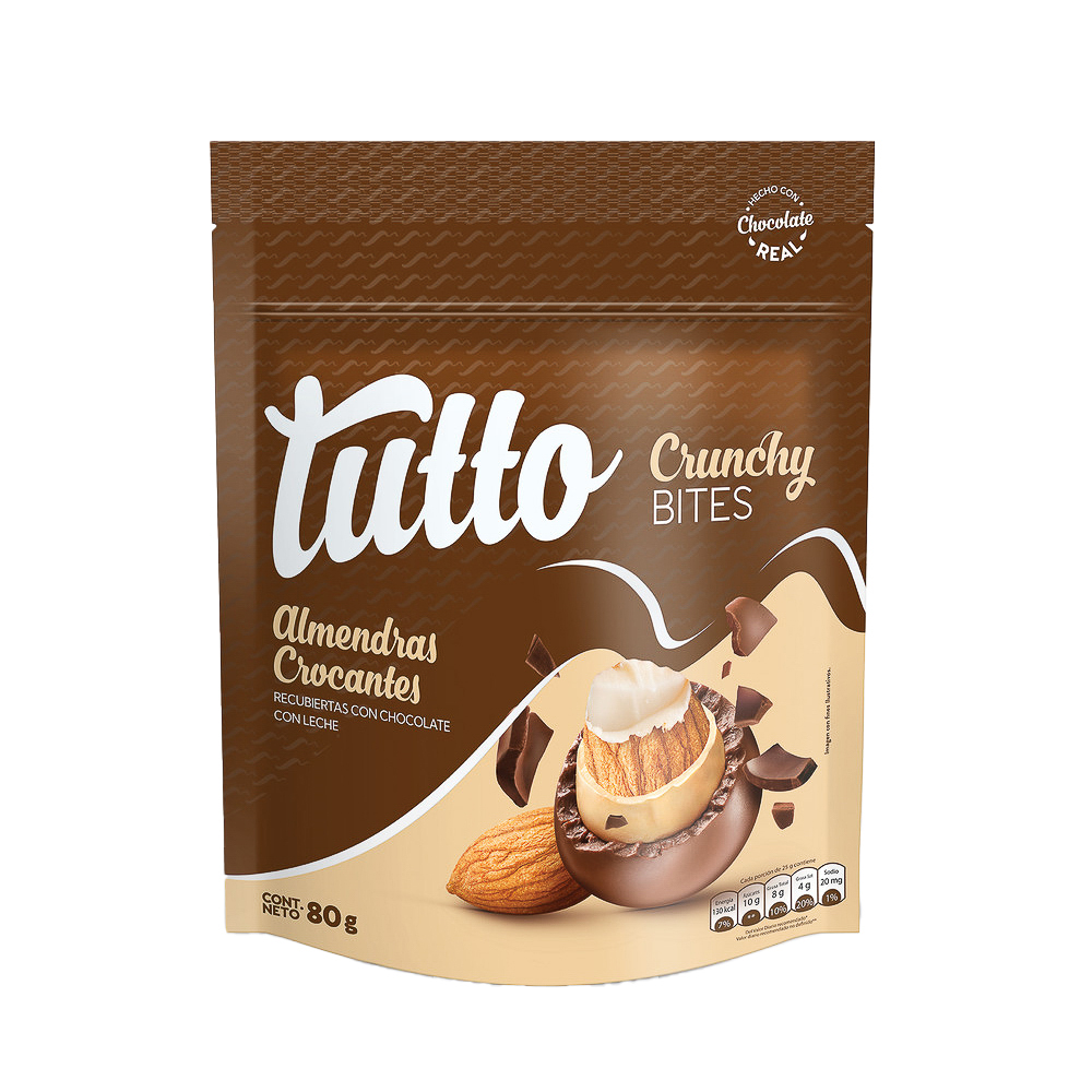 Bombón chocolate crunchy bites almendra crocante tutto bolsa 80g