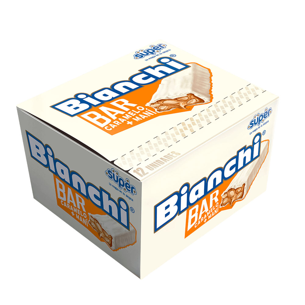 Chocolate Bianchi blanco bar caramelo maní 300g