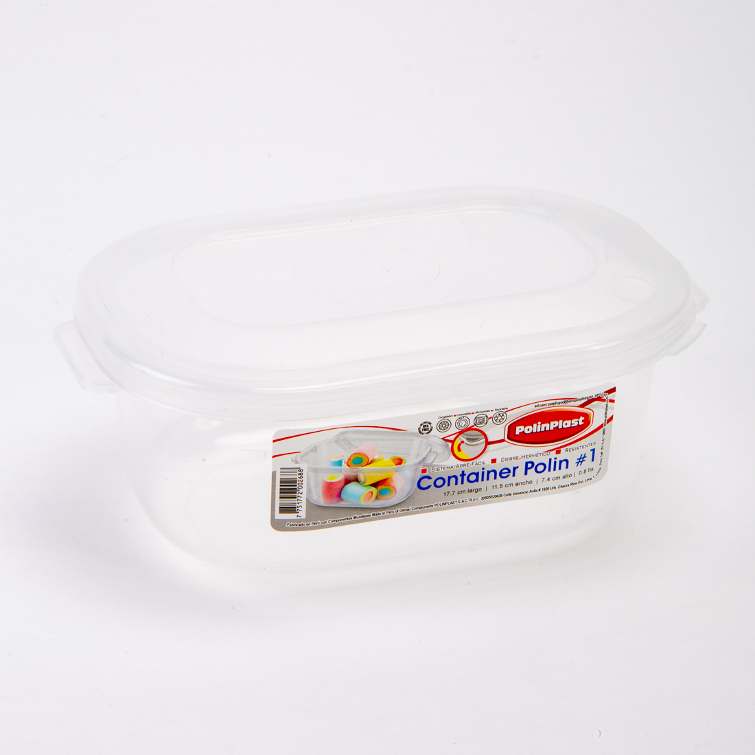 Recipiente plástico 0.8l