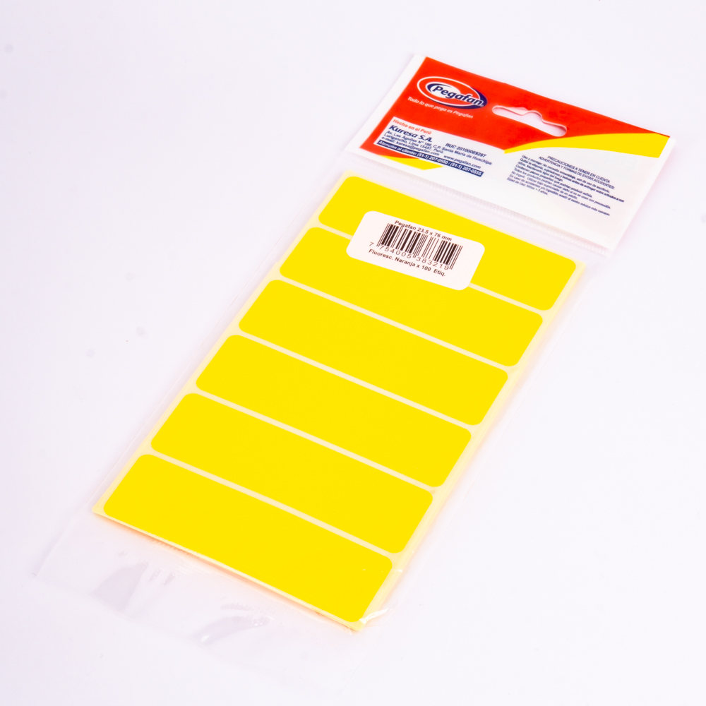 Etiqueta Pegafan naranja 23x76m