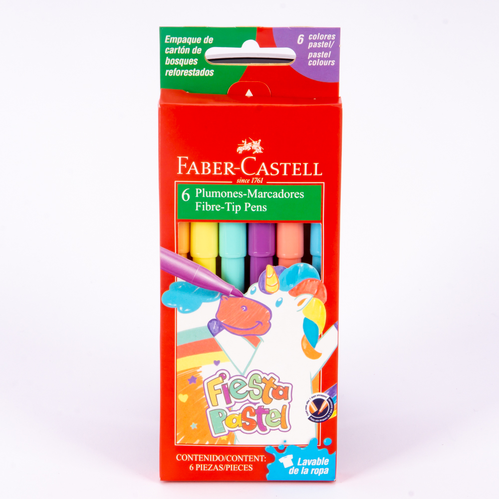 Marcadores Faber Castell fiesta pastel 6 unidades