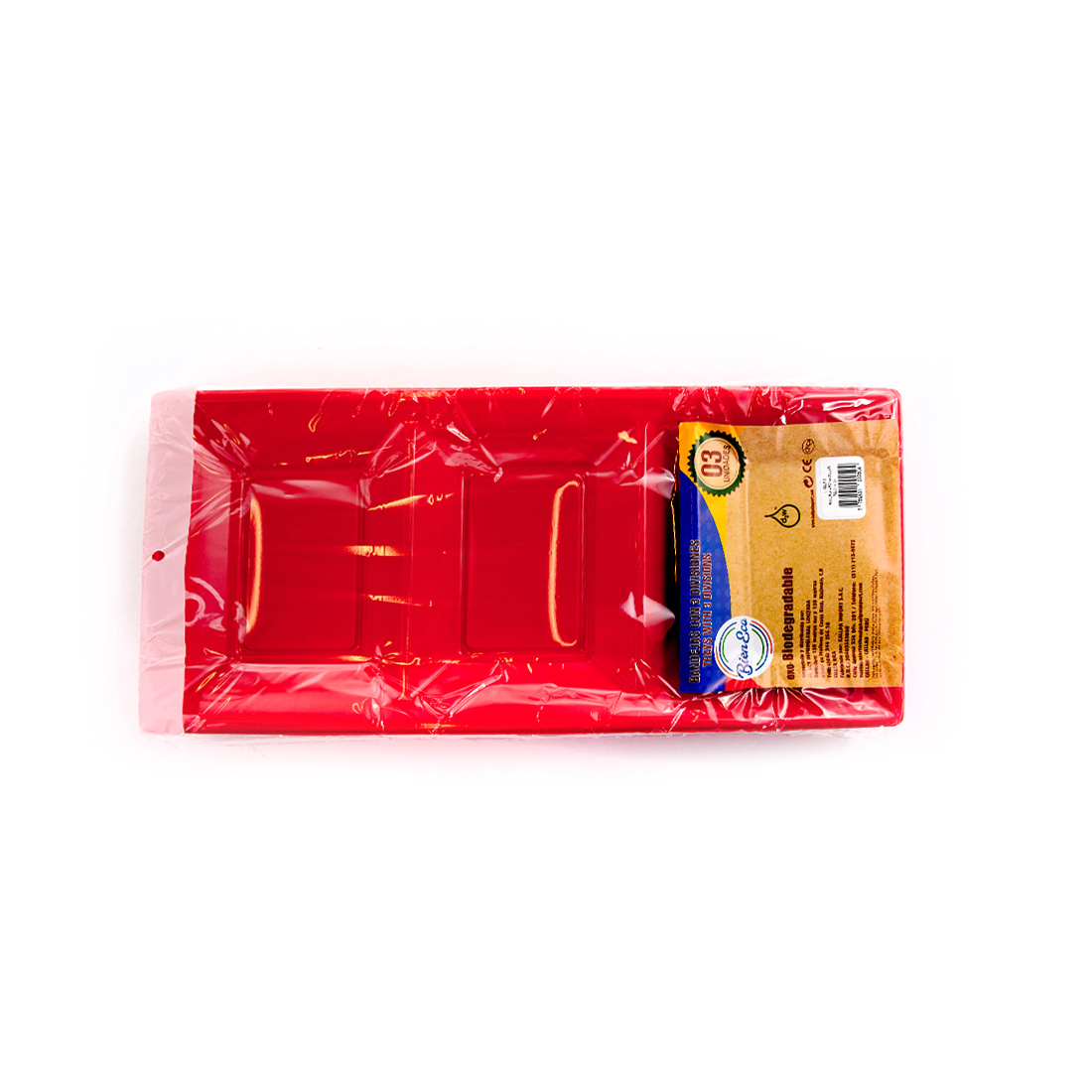 BANDEJA RECTANG 3D ROJA 3UND