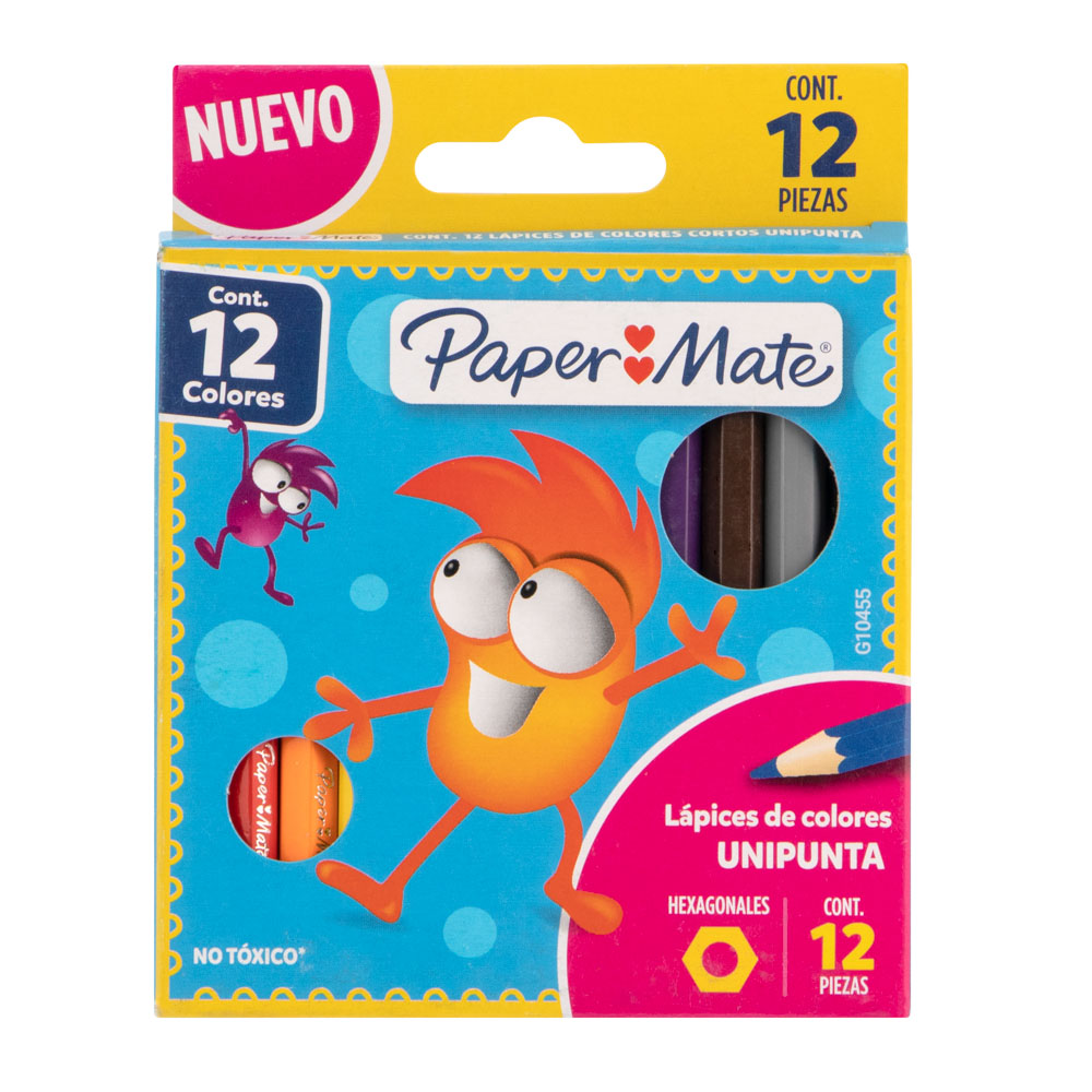 Lápiz color Papermate hexagonal corto 12und