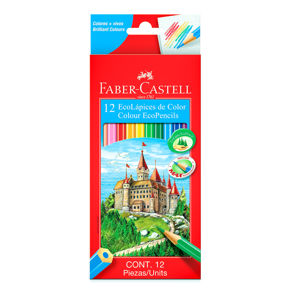 Lápiz color Faber Castell hexagonal largo 12und