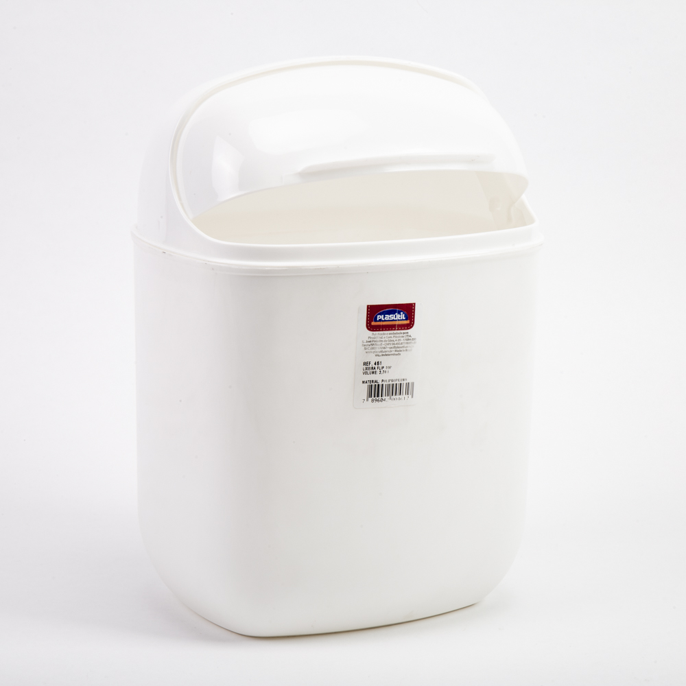 Basurero plastico plasutil tapa 5l blanco