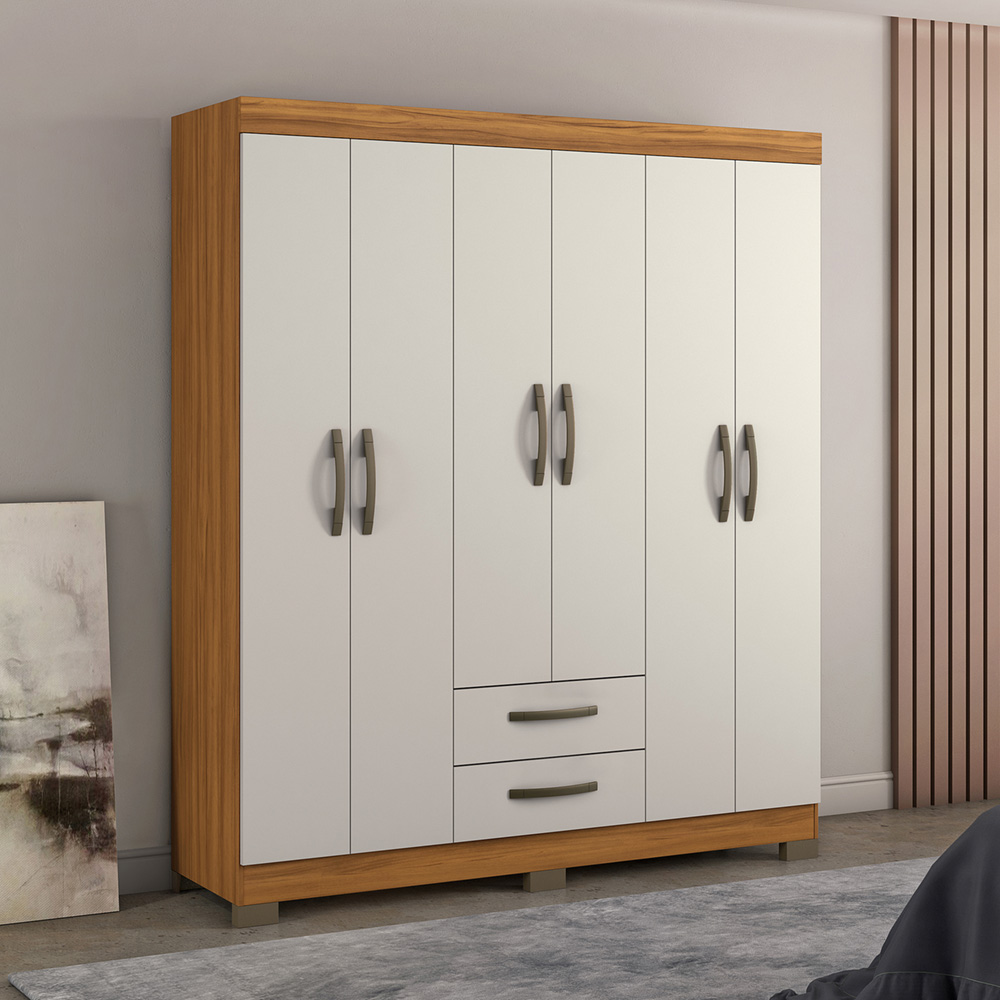 Ropero 6 puertas y 2 gavetas freijo trend off white