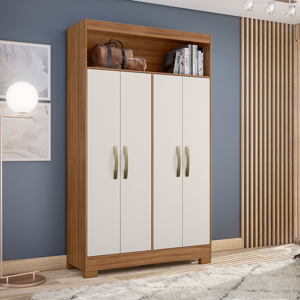 Mueble multiuso 4 puertas y estantes freijo trend off white