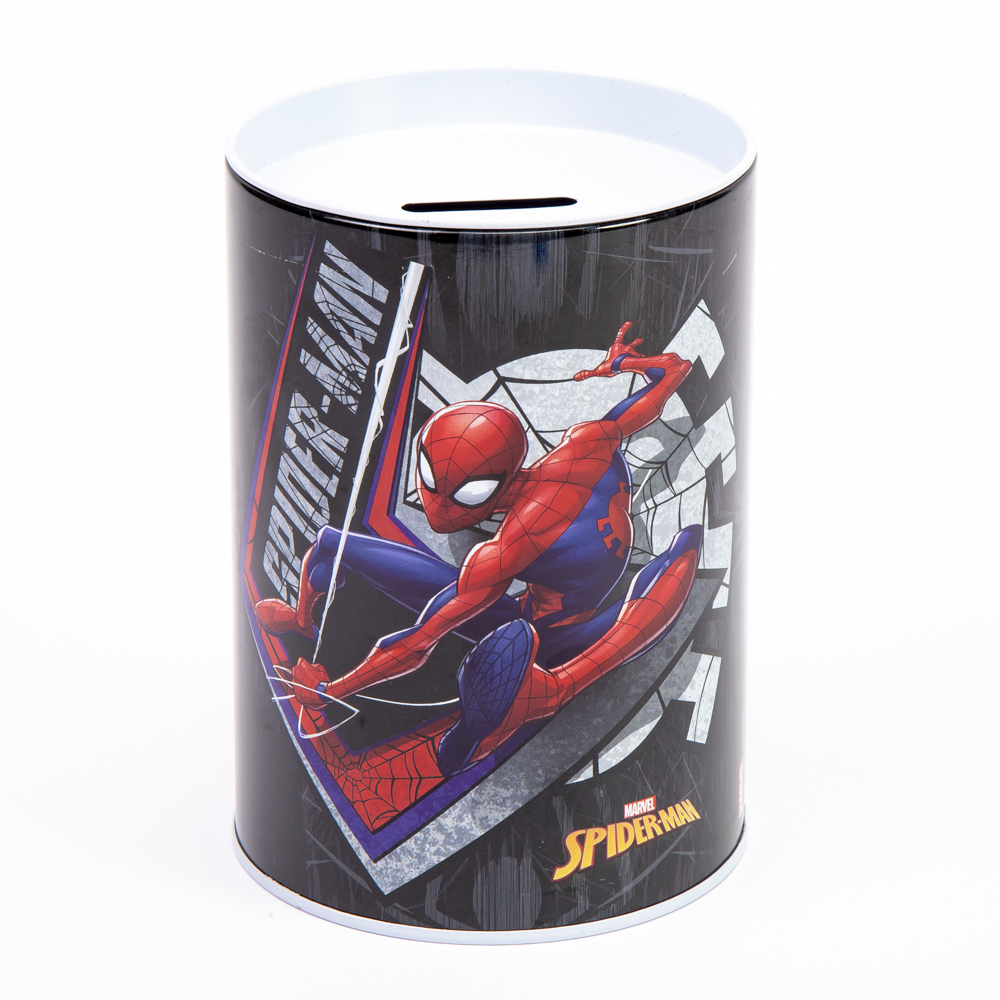 Alcancía metal redondo Spiderman 15cm