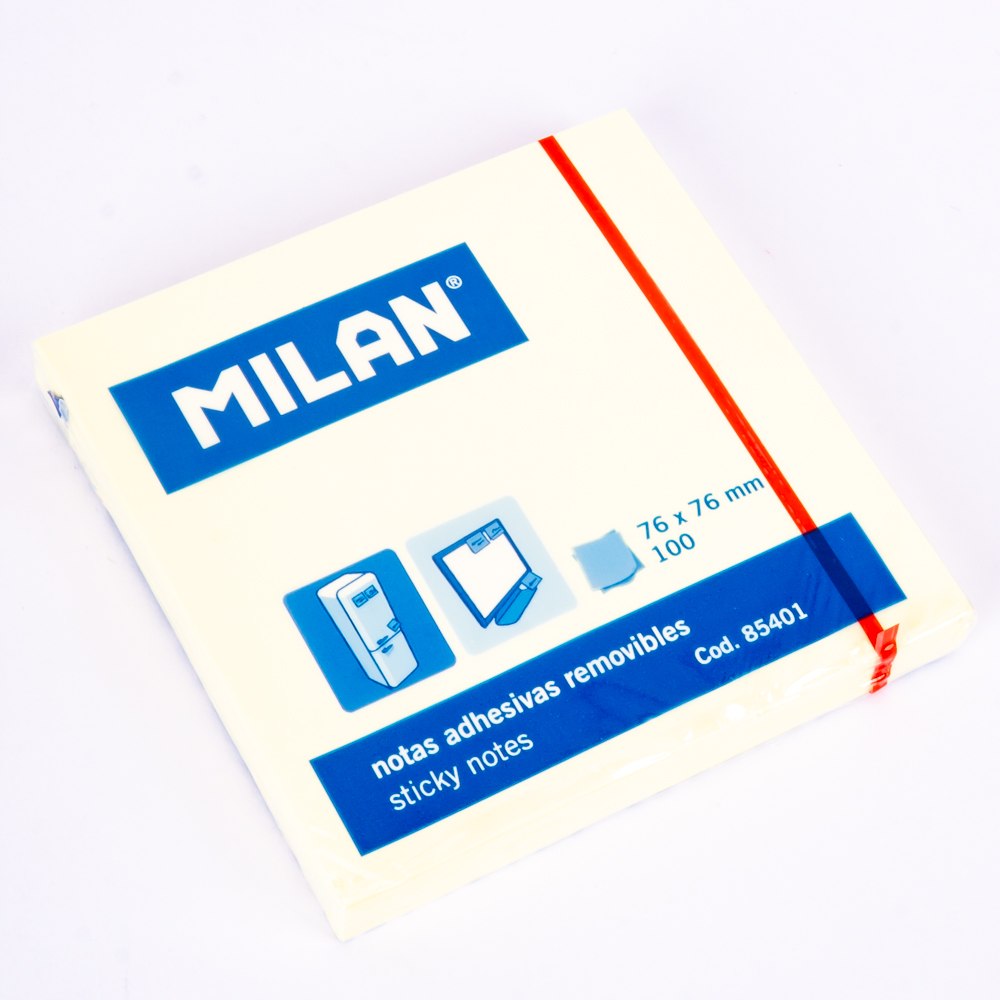 Nota adhesiva Milan 76x76mm amarillo pastel 90 hojas