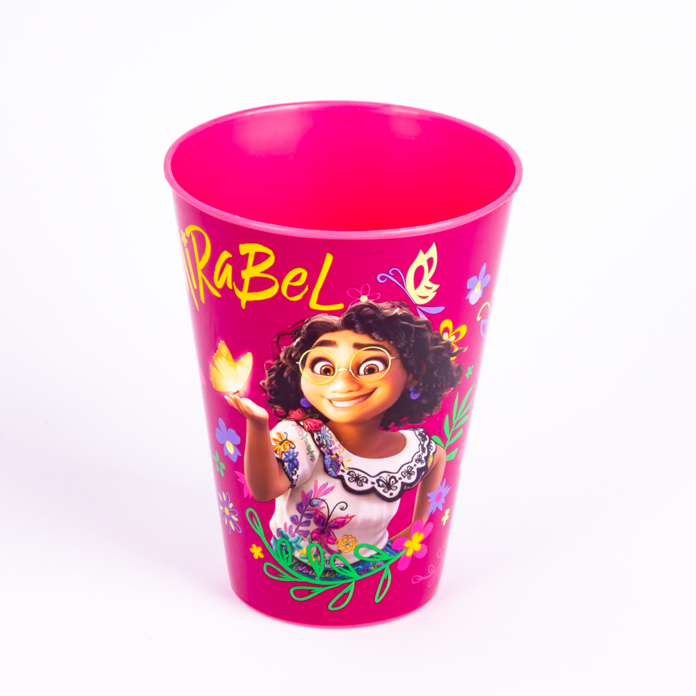 Vaso plástico estampado Encanto Mirabel 430ml fucsia