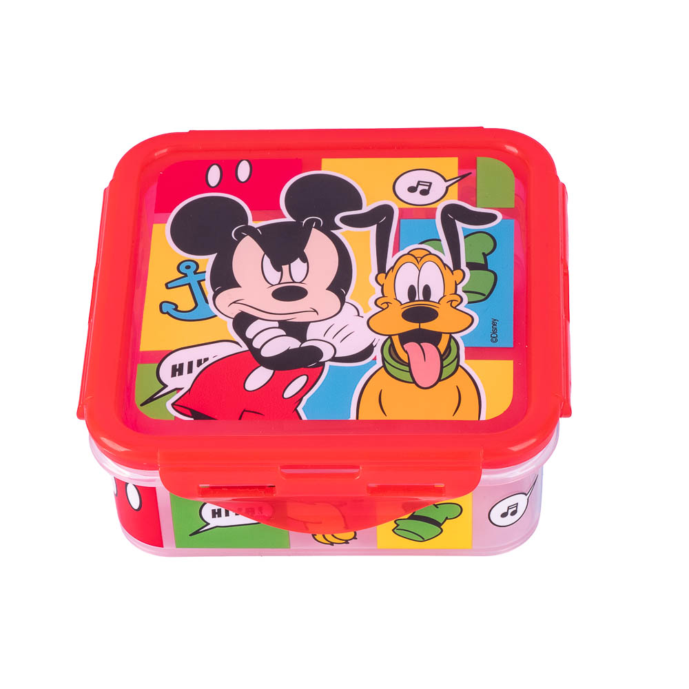 Recipiente plástico cuadrado estampado Mickey Mouse 500ml