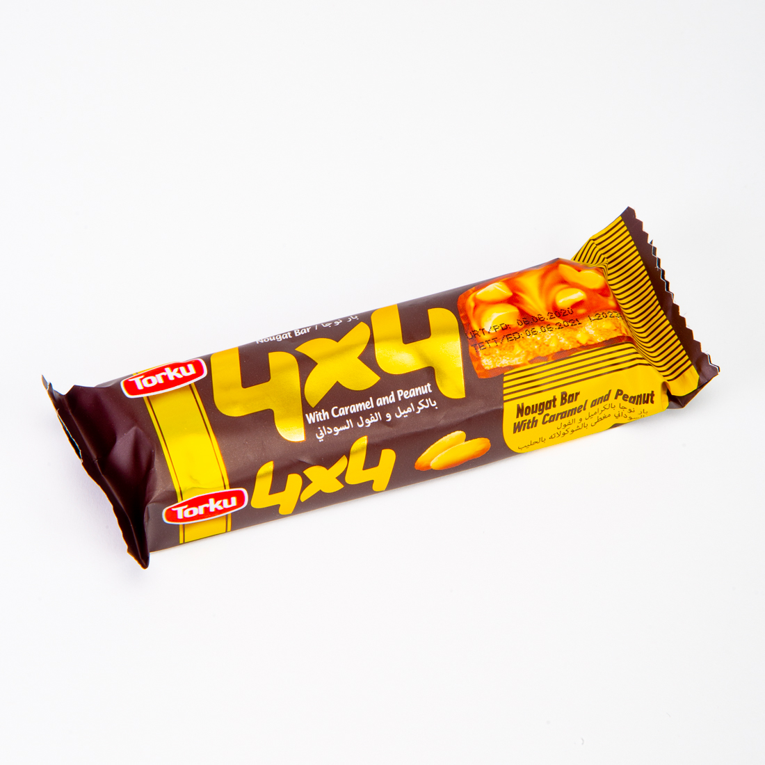 Barra chocolate torku 4x4 relleno caramelo maní 50g