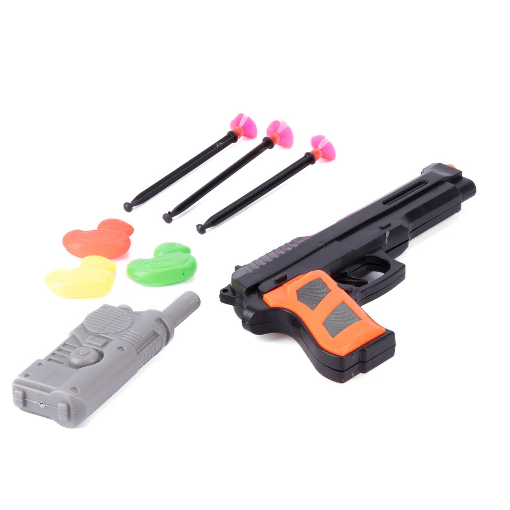 Pistola dardos plástica con accesorios 8pzas +3a