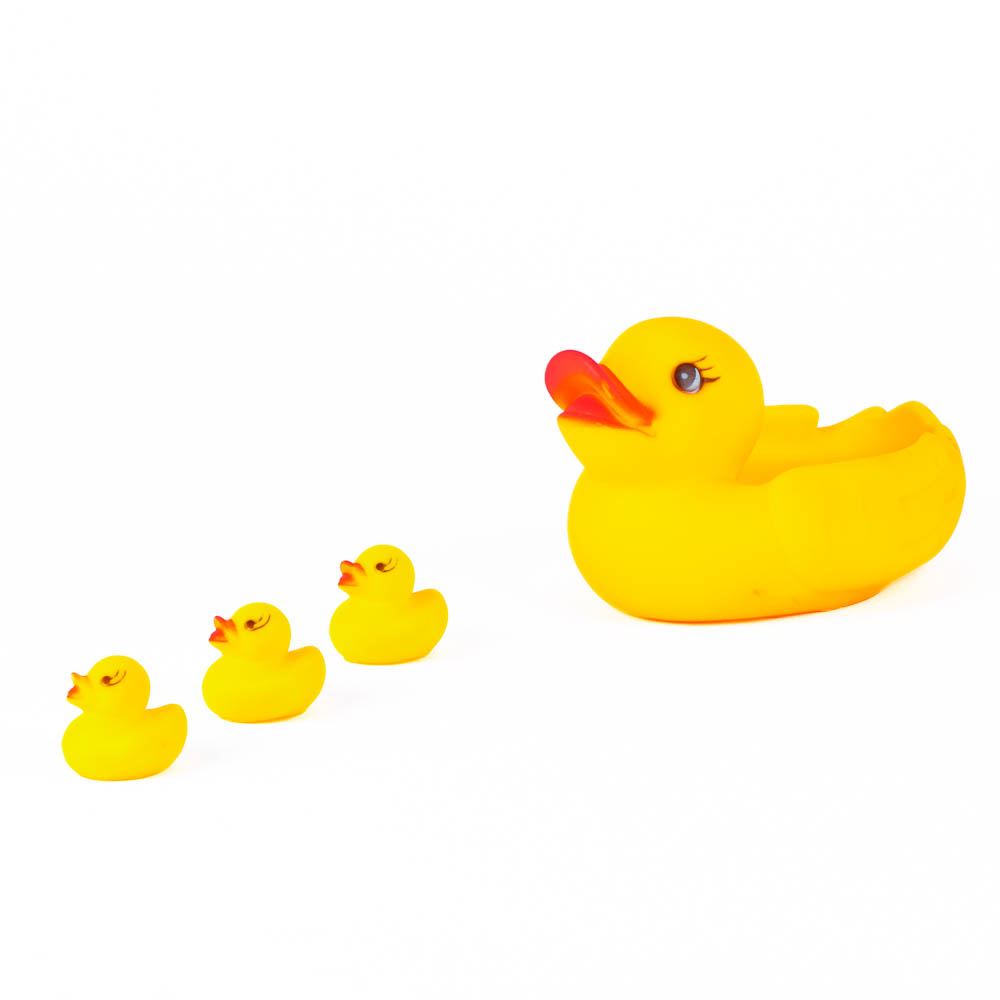 Pato hule liso 12cm 4pzas amarillo