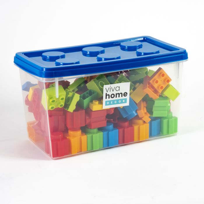 Caja plastica para almacenamiento con tapa forma lego 31.5x15.5x16cm surtido