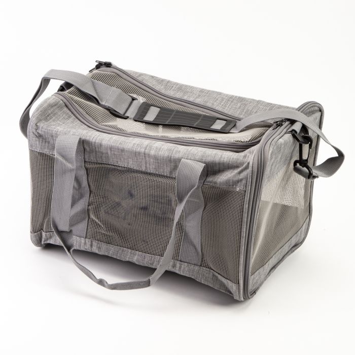 Bolso transportador para mascota 38x25x26cm gris