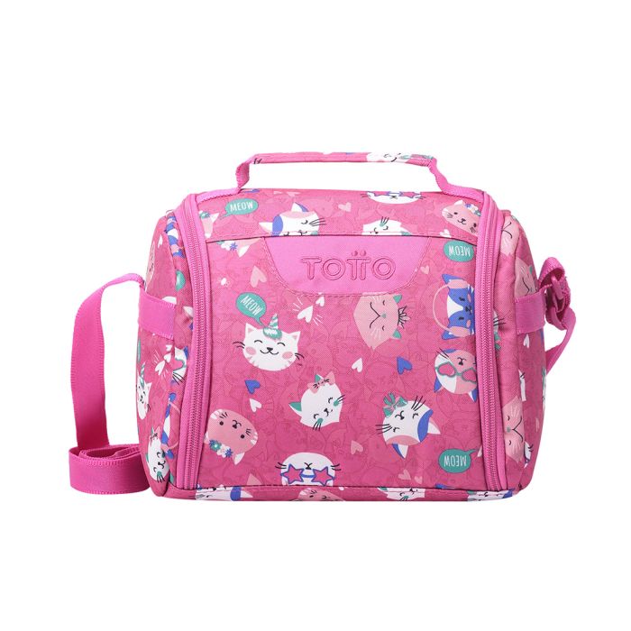 Lonchera Totto estampada gatitos rosada