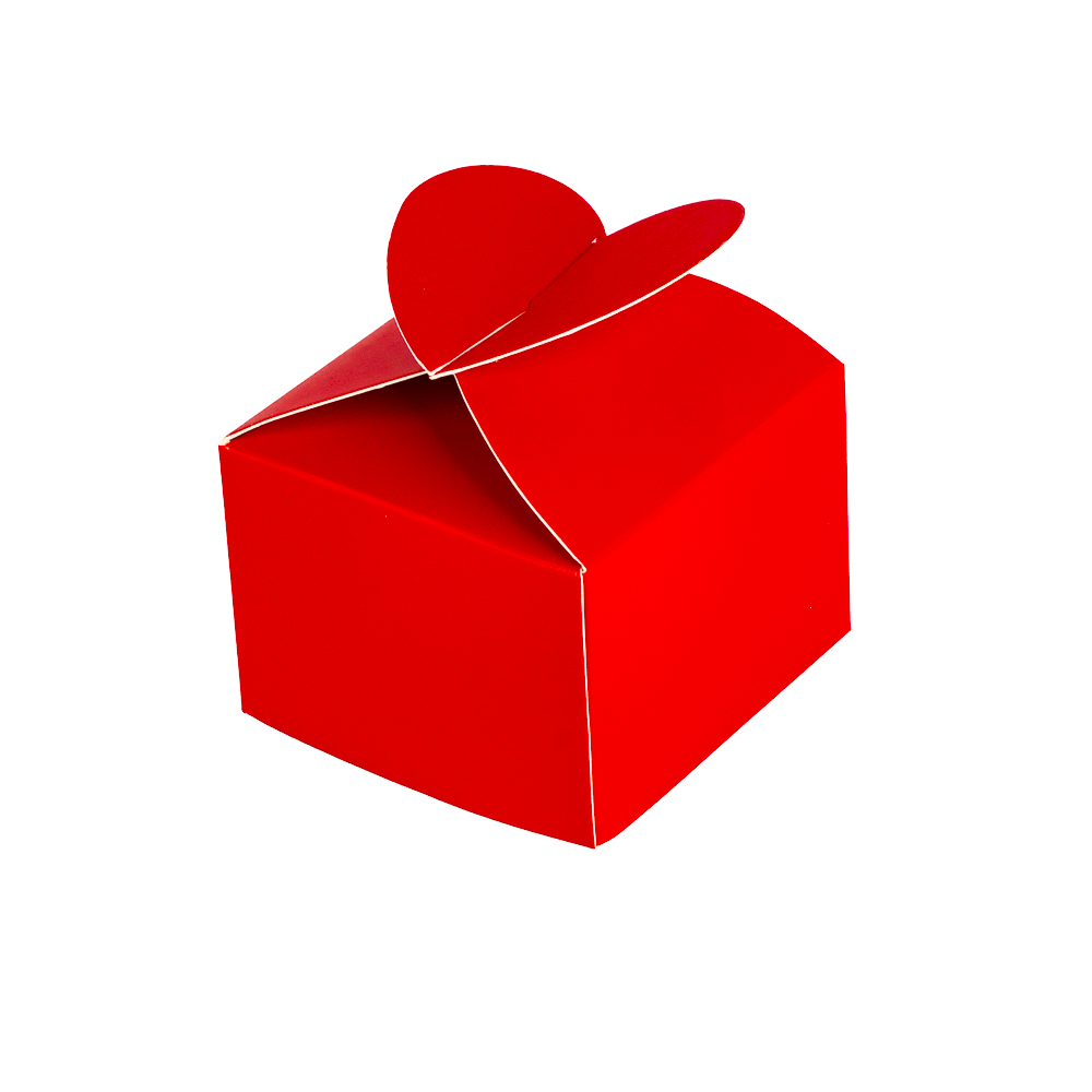 Caja cartón cuadrada con corazón 7x7x5cm rojo 10und