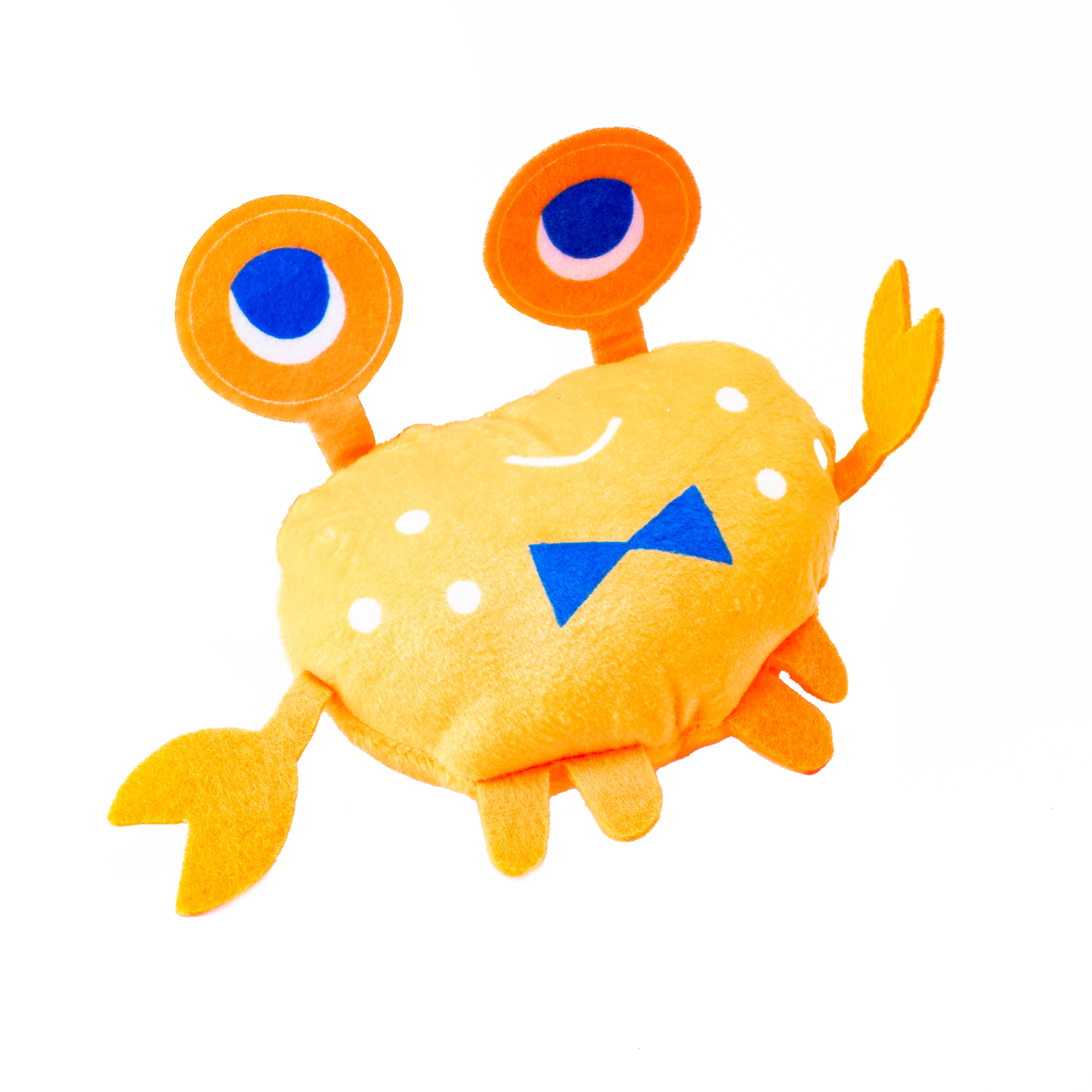 Peluche cangrejo para mascota naranja y azul